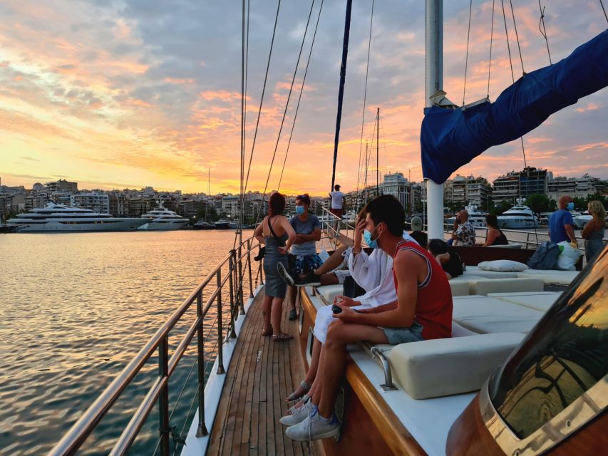 Athens: 3-Hour Sunset Cruise with Swim Stop, Snacks & Drinks - The swim stop, from daylight into evening