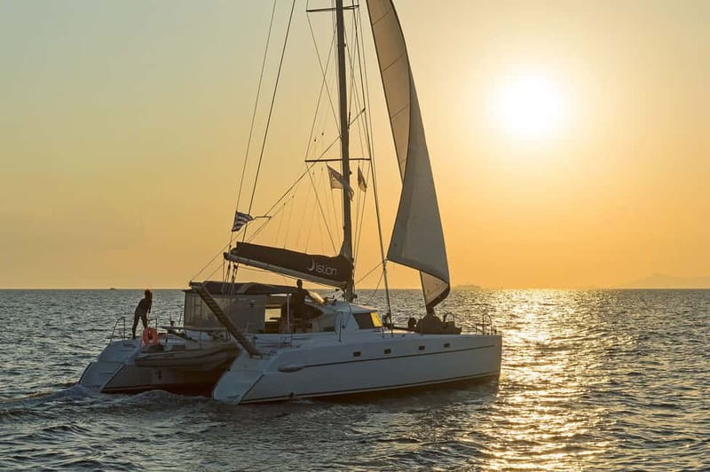 Athens: Half-Day Sunset Catamaran Cruise with Meal & Drinks - Lunch from the small galley