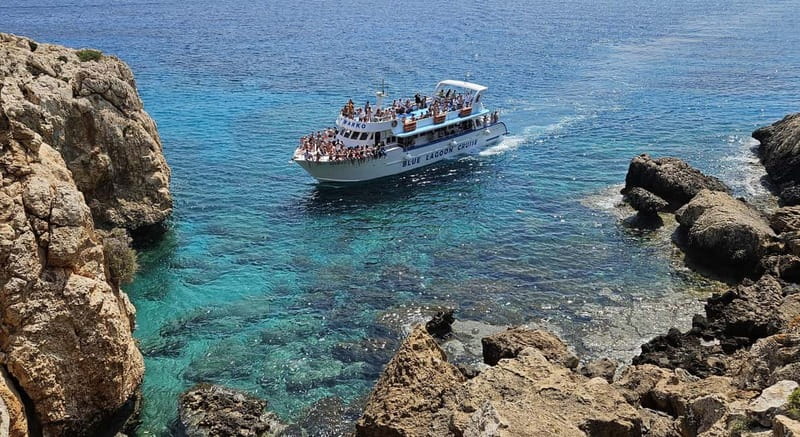 Ayia Napa: Blue Lagoon & Turtle Cruise with Optional Lunch - Blue Lagoon: clear water and upper-deck jumps