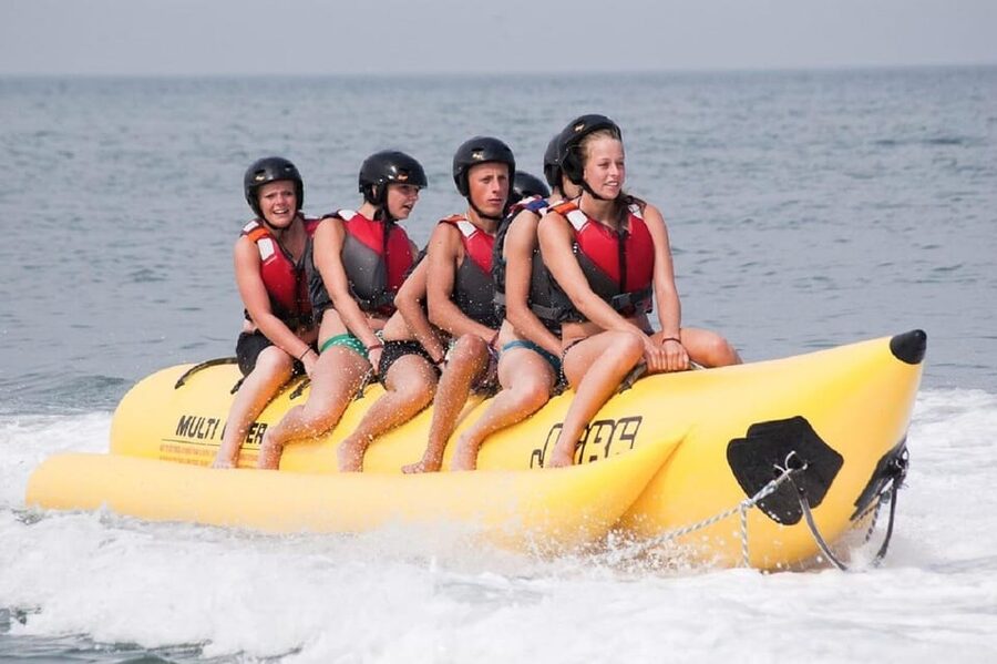 Barcelona: Inflatable Banana Boat Ride - Getting ready for a ten-minute banana boat run