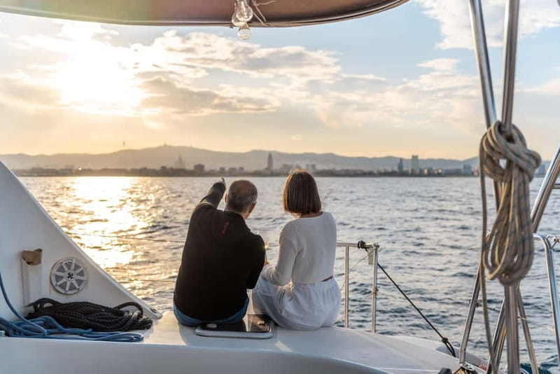 Barcelona: Sunset Catamaran Cruise with Wine and Tapa - The first 45 minutes around the harbor
