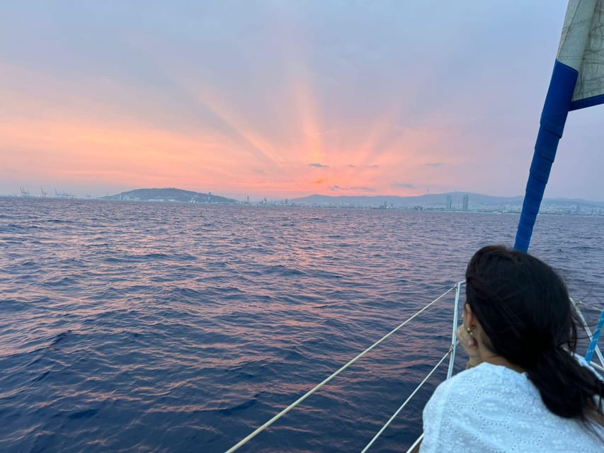 Barcelona: Sunset Sailboat Cruise with Drinks and Snacks - The city from the sea