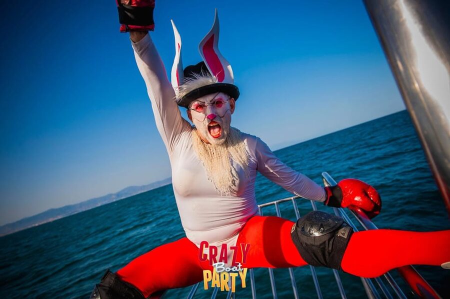 Benalmadena: Boat Party with a Drink - The crew, photographer, and party atmosphere