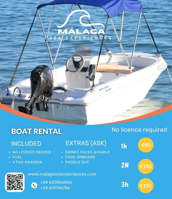 Boat rental without a license in Malaga city for 1-6 people. - Taking the wheel at Playa del Palo