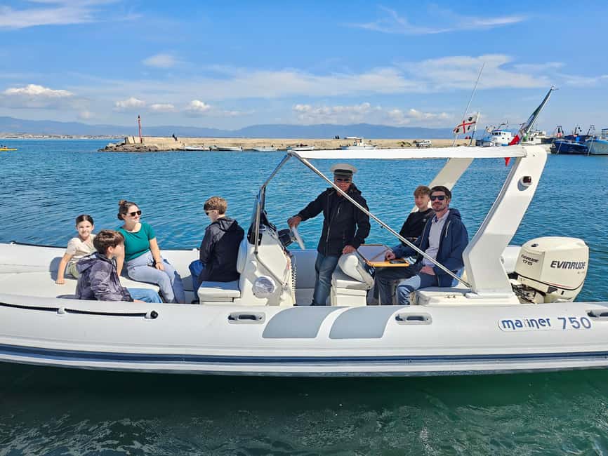 Cagliari: Sella del Diavolo Boat Magic Tour Drinks & Snacks - Cala Mosca and the first serious swimming chance