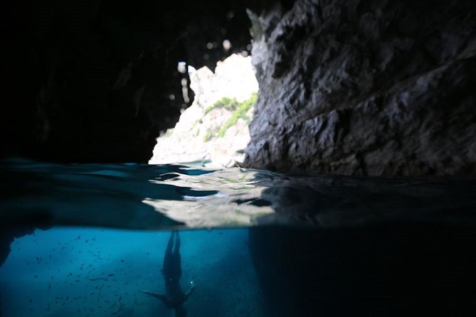 Capri & Blue Grotto Semi Private Boat Day Trip from Sorrento - Capri’s White and Green Grottos from the water