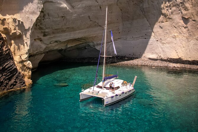 Catamaran Full-Day of Milos and Poliegos With Lunch & BBQ - Poliegos and Galazia Nera bring the clearest water