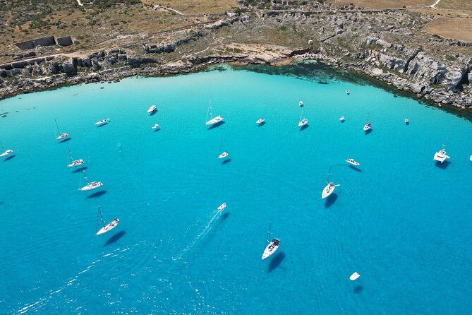 Favignana and Levanzo, Egadi islands tour by boat from Trapani - Cala Azzurra starts the swimming day