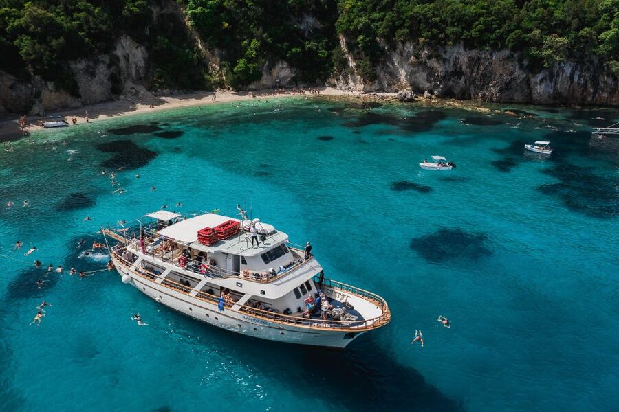 From Benitses/Lefkimmi: Blue Lagoon & Papanikolis Cruise - Bella Vraka brings snorkeling and a shorter pause
