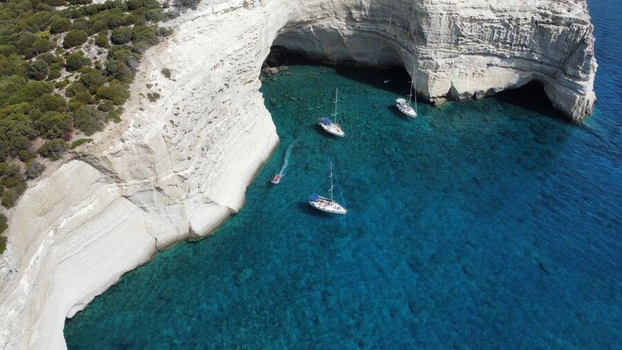 From Milos: Guided Day Cruise to Kleftiko With Lunch - Kleftiko from the small boat