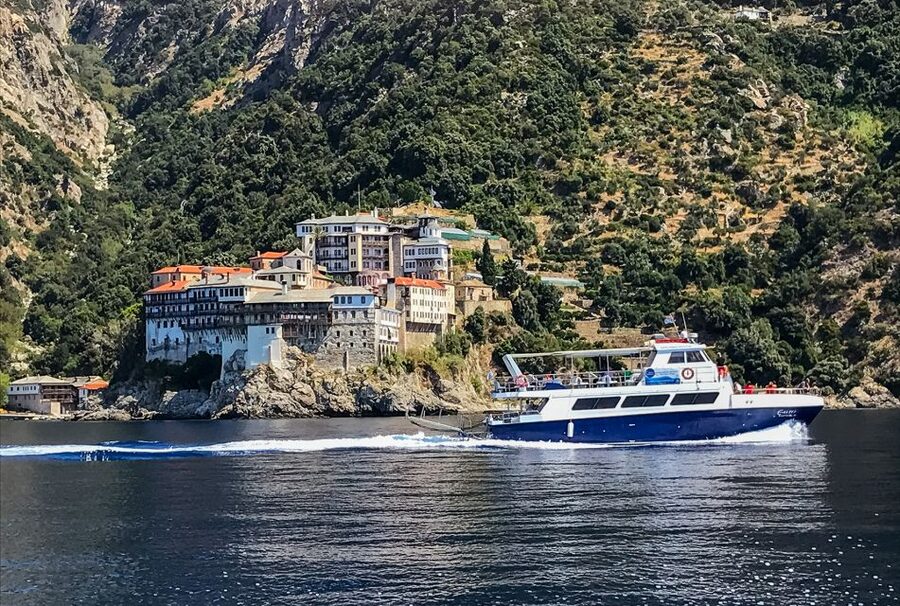 From Ouranoupolis: Cruise to Mount Athos Monasteries - Shade, seating, and comfort onboard