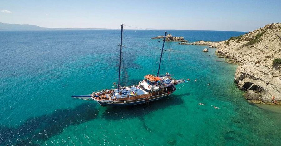 From the Port of Kos: Full Day Boat Cruise to 3 Islands - Plati: the best place to get in the water