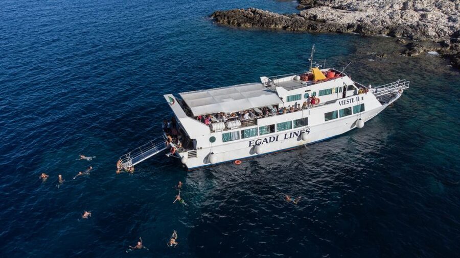 From Trapani: Day Cruise to Favignana & Levanzo with Lunch - The large boat changes the feel of the experience