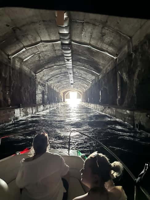 Kotor: Our Lady of the Rocks and Blue Cave Group Boat Tour - Entering the Blue Cave by speedboat