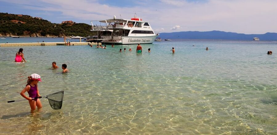 Mount Athos Glassbottom Cruise with Ammouliani Island visit - A glass-bottom look at Ouranoupoli’s reef
