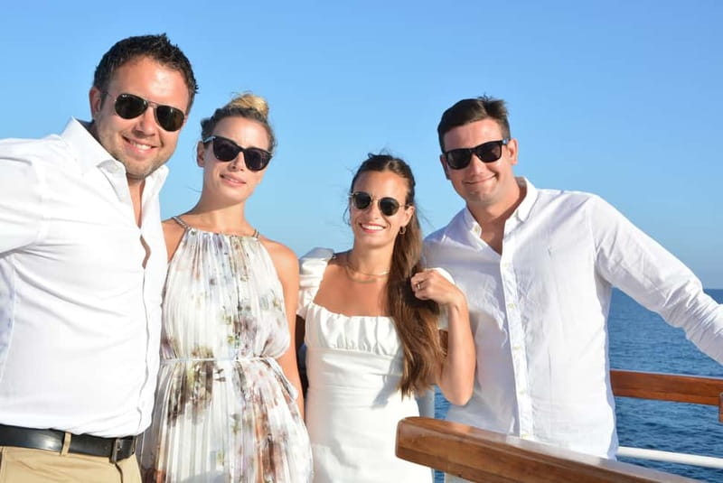 Paphos: Wave Dancer Fireworks, Buffet Dinner & Show Cruise - Dinner at anchor near Riccos Bay