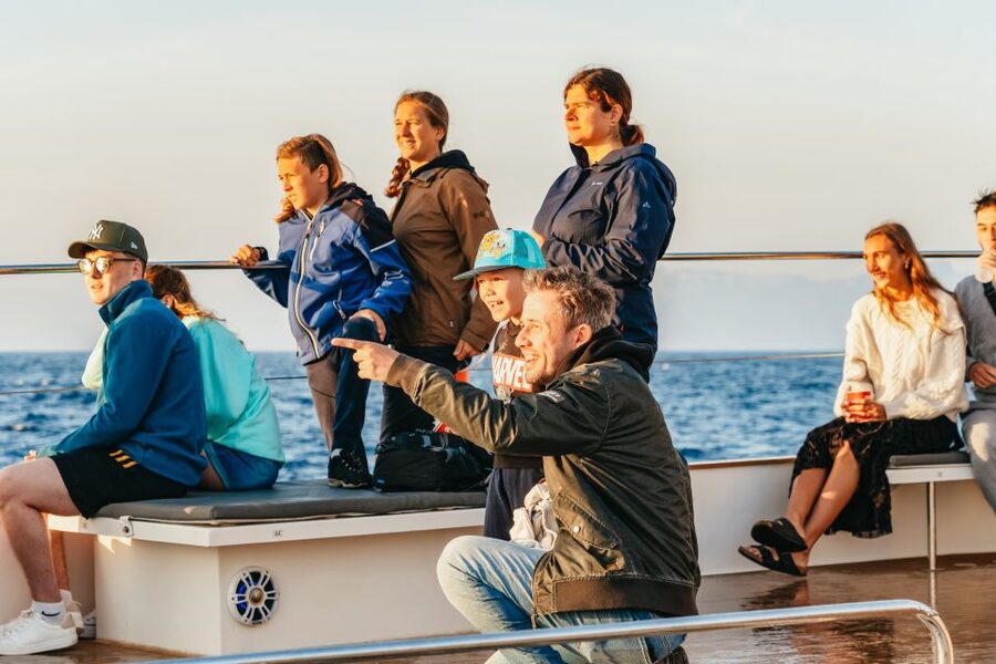 Port d'Alcudia: Sunrise at Sea & Dolphin Watching Boat Tour - Looking for dolphins in open water