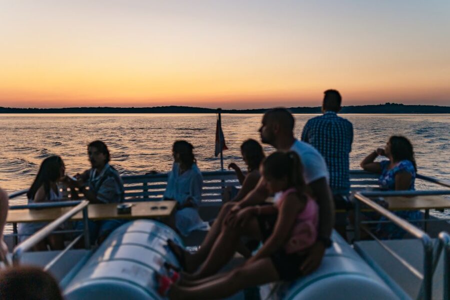 Pula: Dolphin&Sunset Cruise in Brijuni with Dinner&Drinks - Sunset, Pula harbor, and the return ride