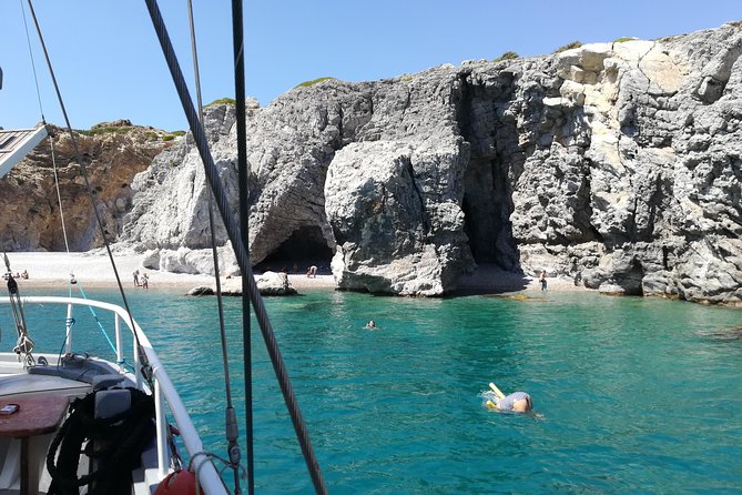 Rhodes Exclusive Swim Cruise Cocktail Open bar & Gourmet Buffet - Afandou Beach combines a long shoreline with caves