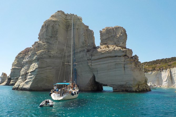 Round of Milos and Poliegos Sailing boat snorkelling cruise - Gerakas and lunch beside the perlite cliffs
