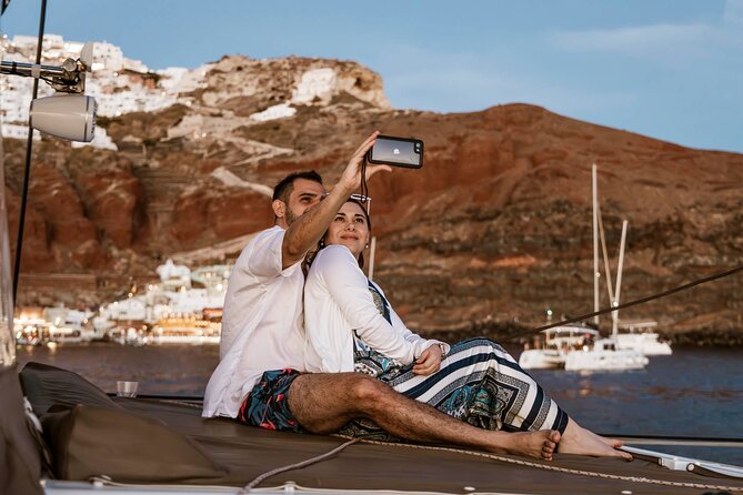 Santorini Catamaran Cruise with Greek Meal, Open-Bar and Sunset - The volcanic hot springs near Palea Kameni