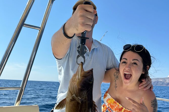 Santorini Fishing Private Cruise boat tour - BBQ, Snorkeling - Weather, cancellation, and timing
