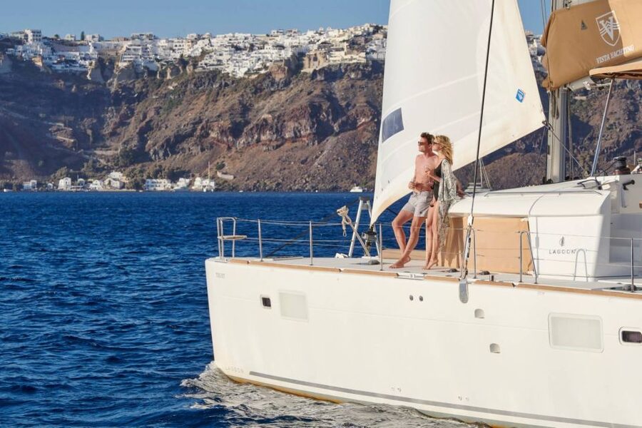 Santorini Gold Catamaran Cruise with Snorkel, BBQ & Open Bar - Why see Santorini from the water?