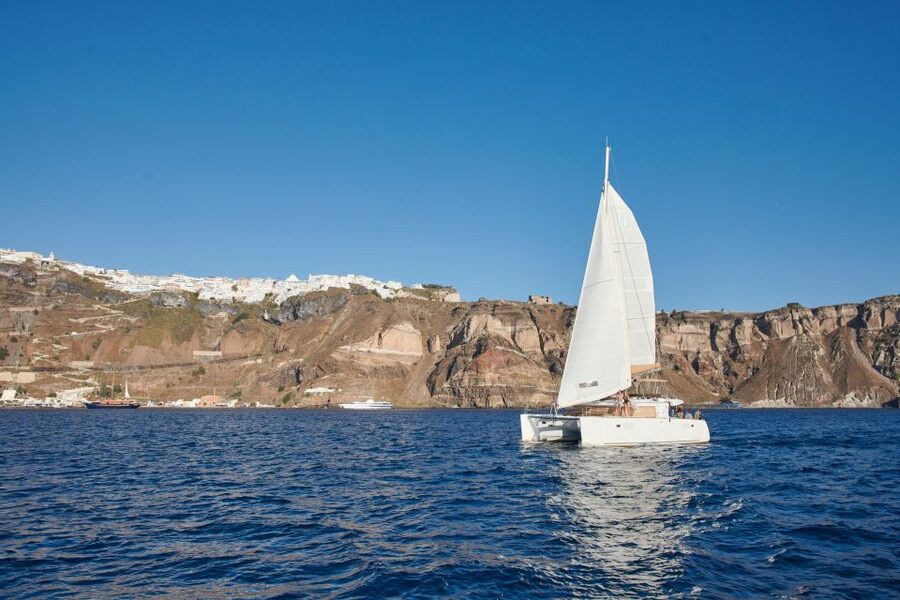 Santorini Gold Catamaran Cruise with Snorkel, BBQ & Open Bar - What the price includes at $117