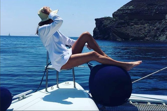Santorini Platinum Catamaran Cruise with Meal, BBQ and Open Bar - The volcano and hot springs are memorable, but do not expect a long soak