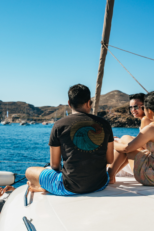 Santorini: Sailing Catamaran Cruise with BBQ and Drinks - Red Beach and the southern coast