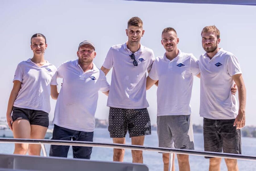 Split: Hvar, Brač, and Pakleni Cruise with Lunch and Drinks - Lunch arrives while the boat is moving