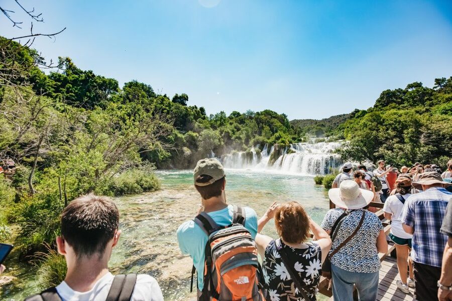 Split: Krka Waterfalls Trip with Boat Cruise and Swimming - Two hours in Primošten