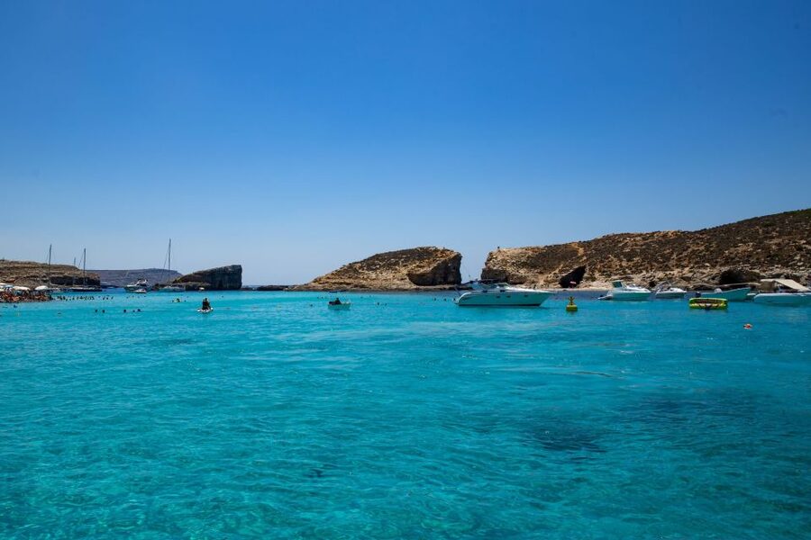 St Paul's Bay: Comino, Blue Lagoon, Gozo, & Caves Boat Tour - Leaving Bugibba for Comino
